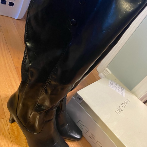 Black leather-looking boots- wide calf - Picture 3 of 5